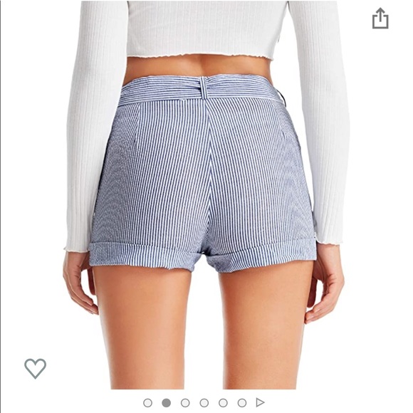 New Blue White Pinstripe Medium Shorts Tie Belt - Picture 6 of 6